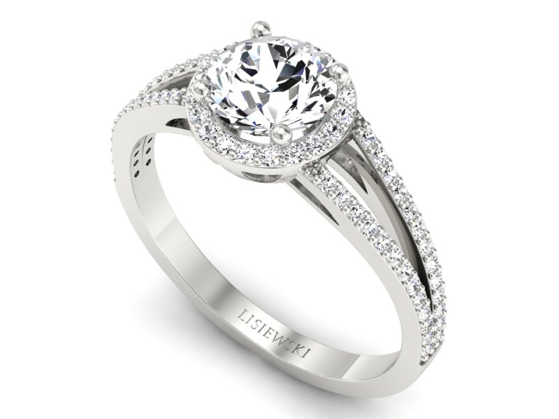 Złoty pierścionek zaręczynowy z brylantami - p16081b — zdjęcie 3