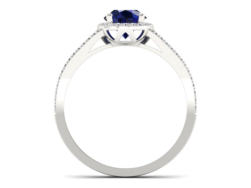 Pierścionek z szafirem i brylantami białe złoto - p16081bsz — zdjęcie 2
