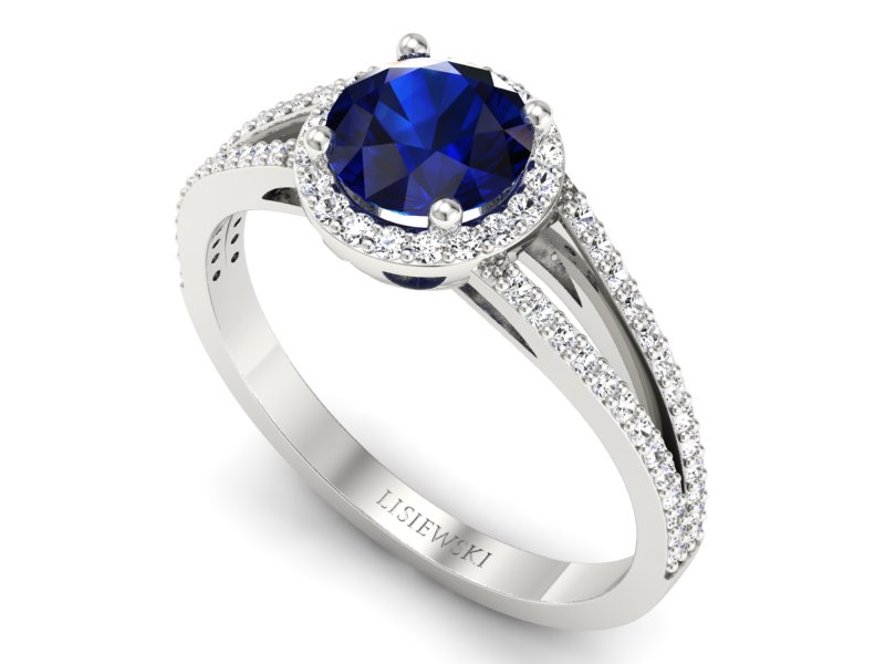 Pierścionek z szafirem i brylantami białe złoto - p16081bsz — zdjęcie 3