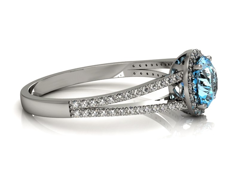 Złoty pierścionek z topazem i brylantami - p16081bto — zdjęcie 5