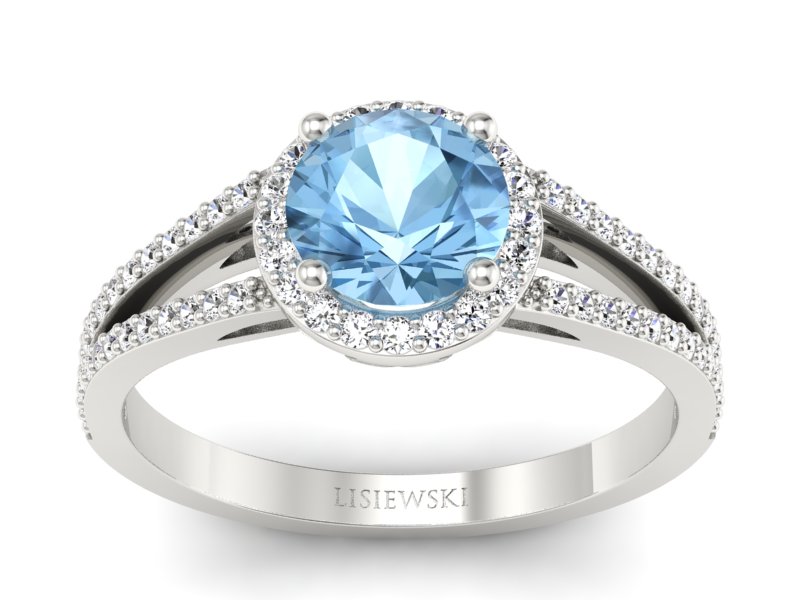 Złoty pierścionek z topazem i brylantami - p16081bto