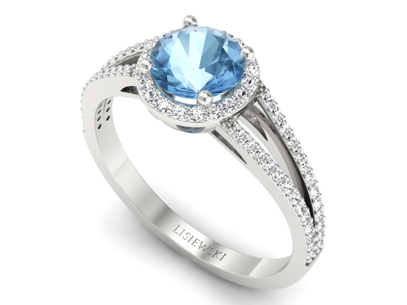 Złoty pierścionek z topazem i brylantami - p16081bto — zdjęcie 3