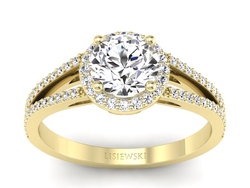 Pierścionek zaręczynowy z brylantami żółte złoto - p16081z