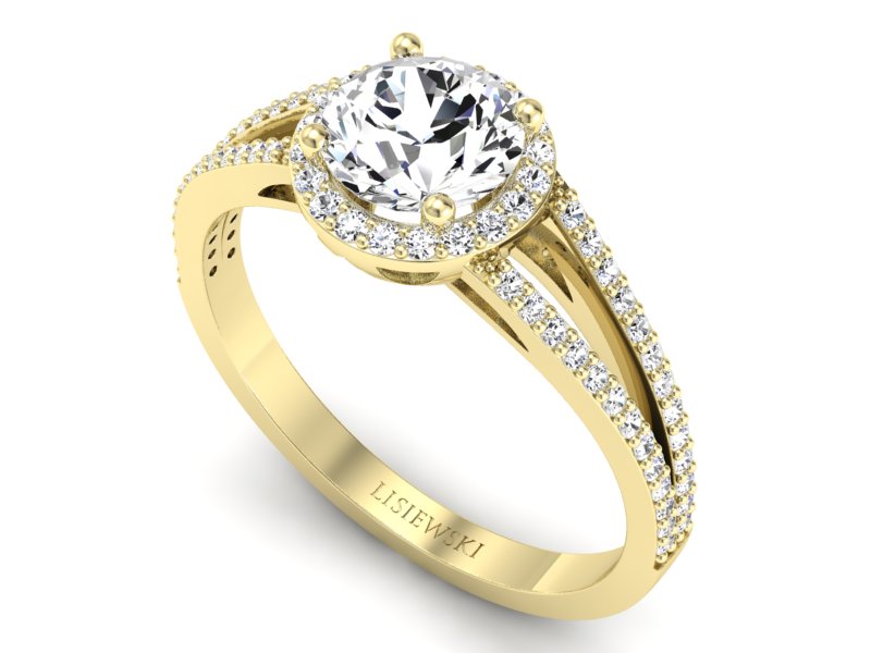 Pierścionek zaręczynowy z brylantami żółte złoto - p16081z — zdjęcie 3