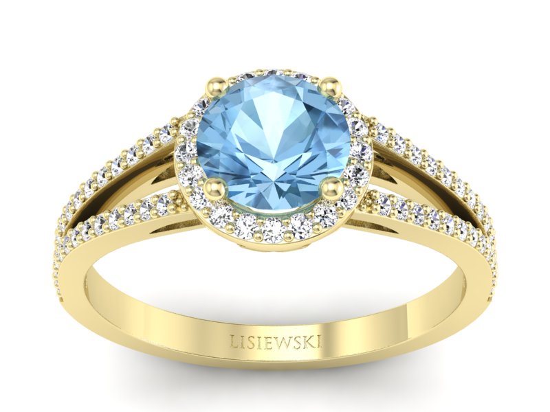 Złoty pierścionek z topazem i brylantami - p16081za