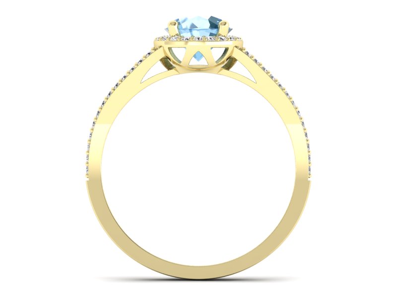 Złoty pierścionek z topazem i brylantami - p16081za — zdjęcie 2