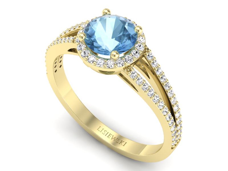 Złoty pierścionek z topazem i brylantami - p16081za — zdjęcie 3