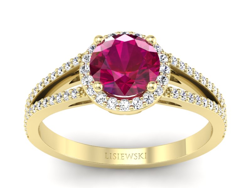 Pierścionek z rubinem i brylantami - p16081zr