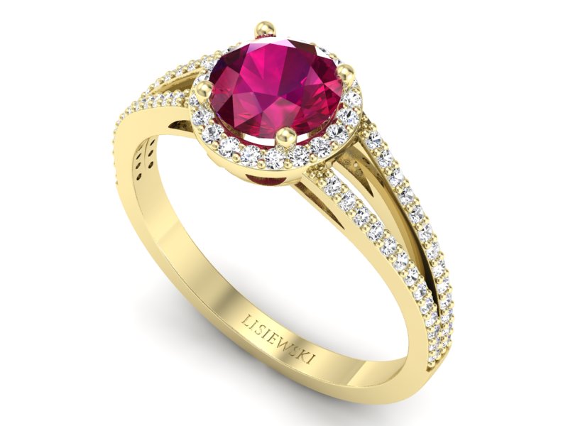 Pierścionek z rubinem i brylantami - p16081zr — zdjęcie 3