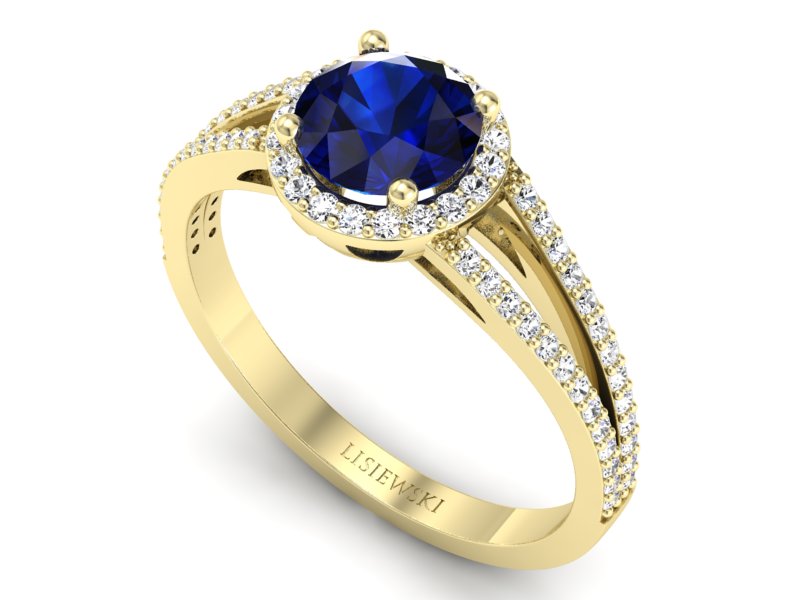 Złoty pierścionek z szafirem i brylantami - p16081zsz — zdjęcie 3