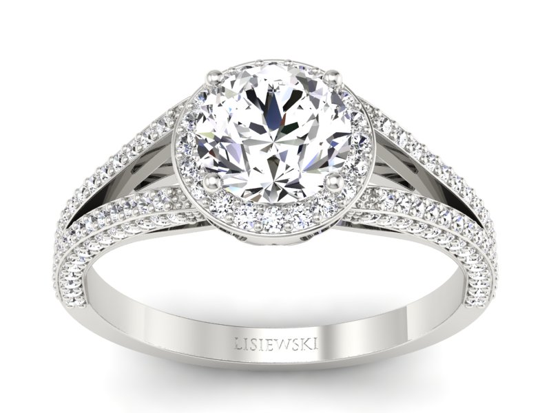 Pierścionek zaręczynowy z brylantami białe złoto - p16082b