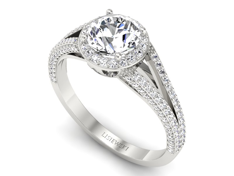 Pierścionek zaręczynowy z brylantami białe złoto - p16082b — zdjęcie 3