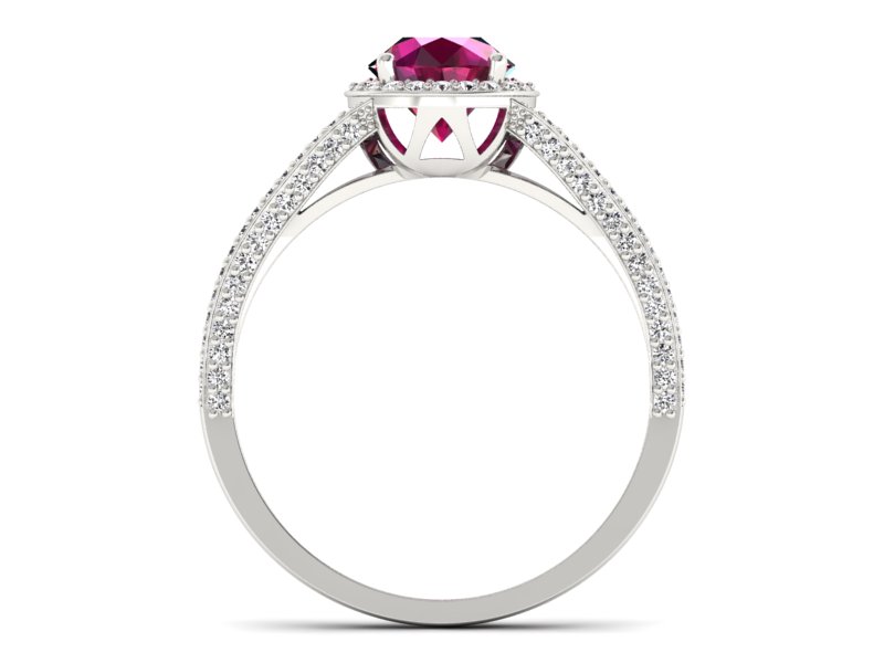 Pierścionek z rubinem i brylantami białe złoto - p16082br — zdjęcie 2