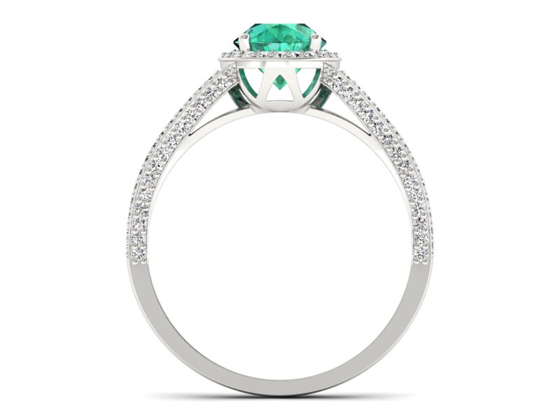 Złoty pierścionek ze szmaragdem i brylantami - p16082bsm — zdjęcie 2