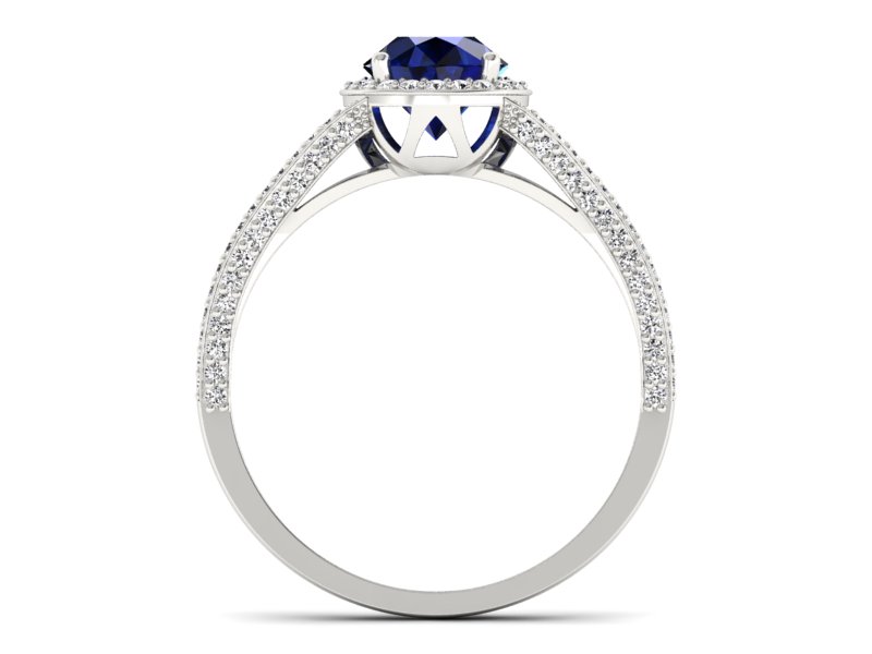 Pierścionek zaręczynowy z szafirem i brylantami - p16082bsz — zdjęcie 2