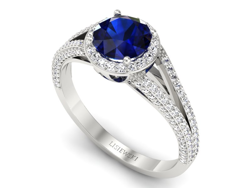 Pierścionek zaręczynowy z szafirem i brylantami - p16082bsz — zdjęcie 3