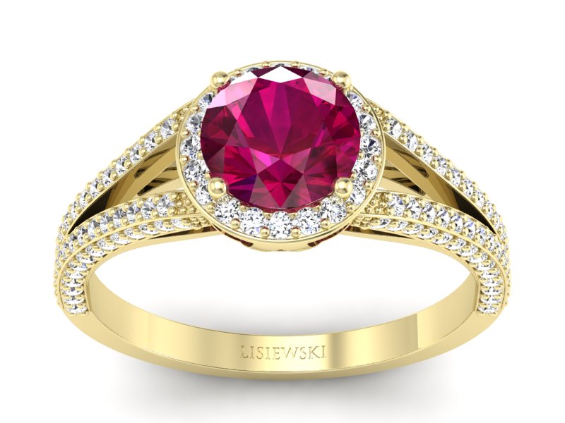 Pierścionek z rubinem i brylantami - p16082zr