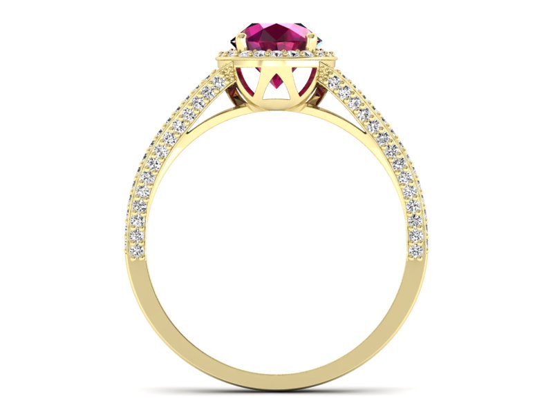 Pierścionek z rubinem i brylantami - p16082zr — zdjęcie 2