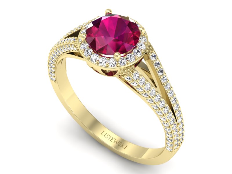 Pierścionek z rubinem i brylantami - p16082zr — zdjęcie 3