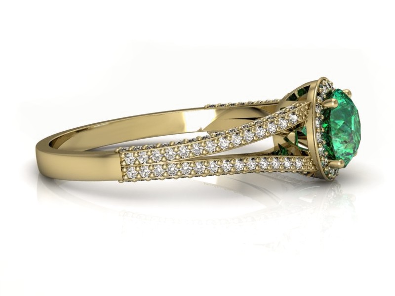 Złoty pierścionek ze szmaragdem i brylantami - p16082zsm — zdjęcie 5
