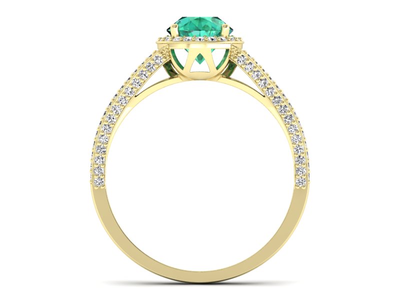 Złoty pierścionek ze szmaragdem i brylantami - p16082zsm — zdjęcie 2