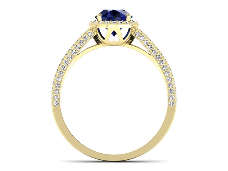 Złoty pierścionek z szafirem i brylantami - p16082zsz — zdjęcie 2