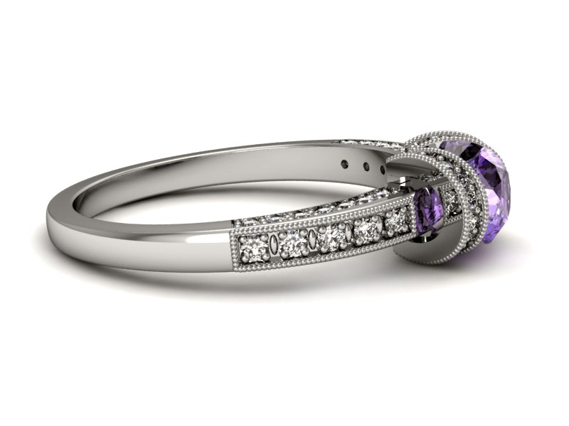 Pierścionek z tanzanitem białe złoto i brylantami - p16083bt — zdjęcie 2