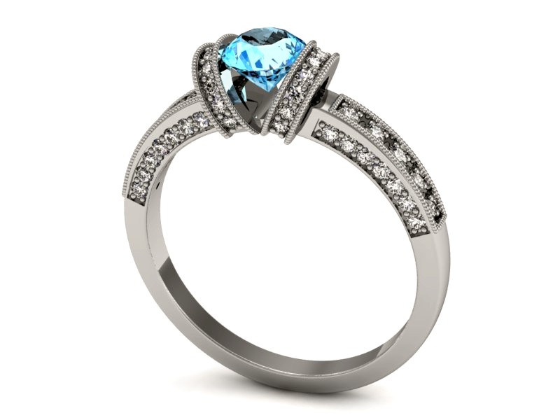 Złoty pierścionek z topazem i brylantami - p16083btp — zdjęcie 3