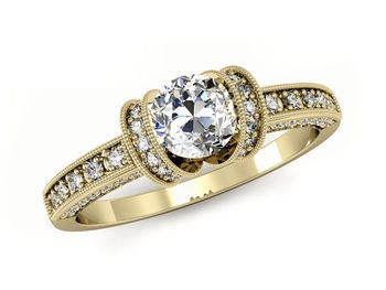 Pierścionek zaręczynowy z brylantami żółte złoto - p16083z - 1
