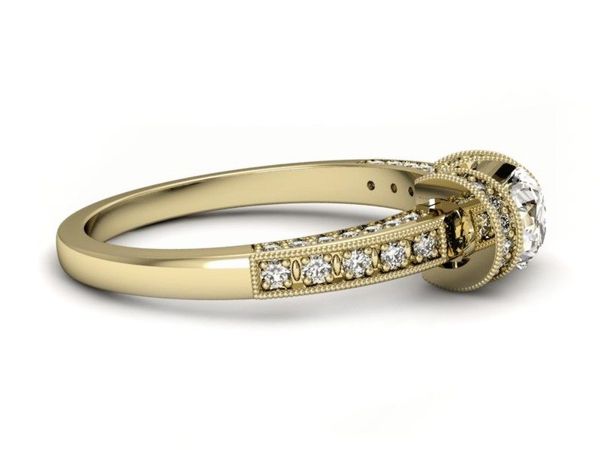 Pierścionek zaręczynowy z brylantami żółte złoto - p16083z