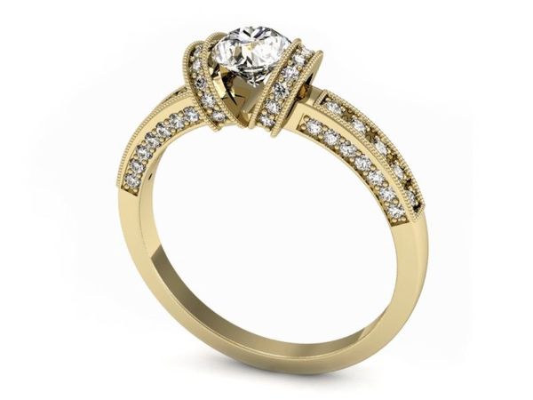 Pierścionek zaręczynowy z brylantami żółte złoto - p16083z