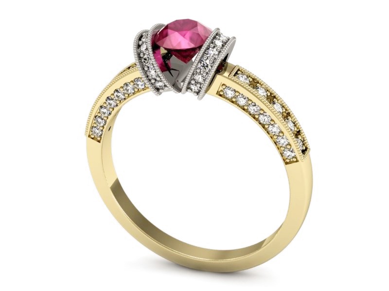 Pierścionek z rubinem i diamentami - p16083zbr — zdjęcie 3