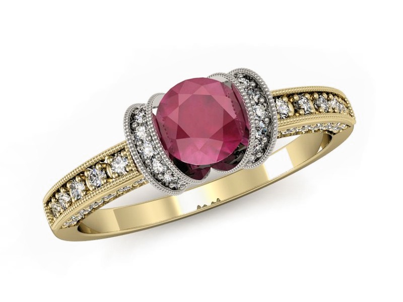 Pierścionek z rubinem i diamentami - p16083zbr