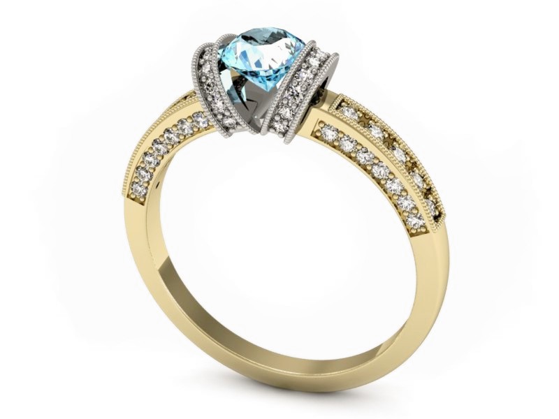 Złoty pierścionek topaz i brylanty złoto - p16083zbtp — zdjęcie 3