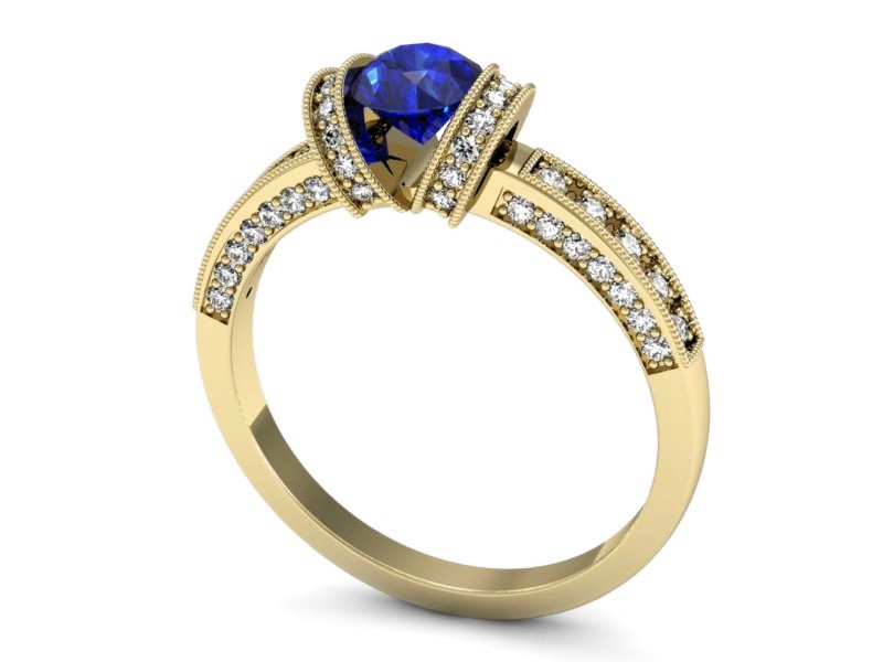 Pierścionek z szafirem i brylantami - p16083zszc — zdjęcie 3