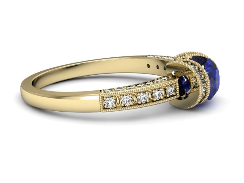 Pierścionek z szafirem i brylantami - p16083zszc — zdjęcie 2