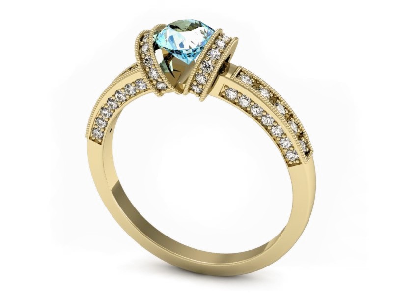 Złoty pierścionek z topazem i brylantami - p16083ztp — zdjęcie 3