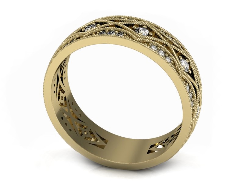 Pierścionek obrączka z brylantami białe złoto - p16085z — zdjęcie 3