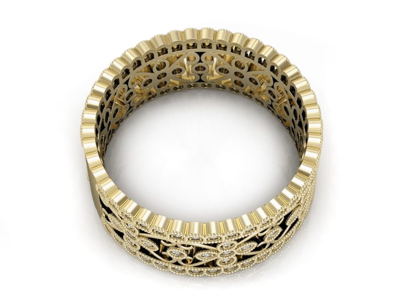 Obrączka z brylantami żółte złoto soczewkowa - p16087z — zdjęcie 3