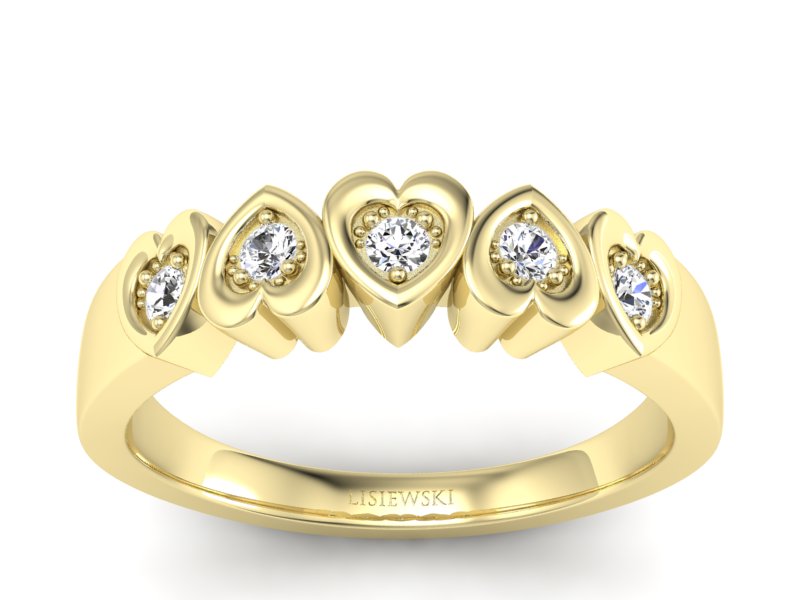 Złoty pierścionek z diamentami żółte złoto - p16088z