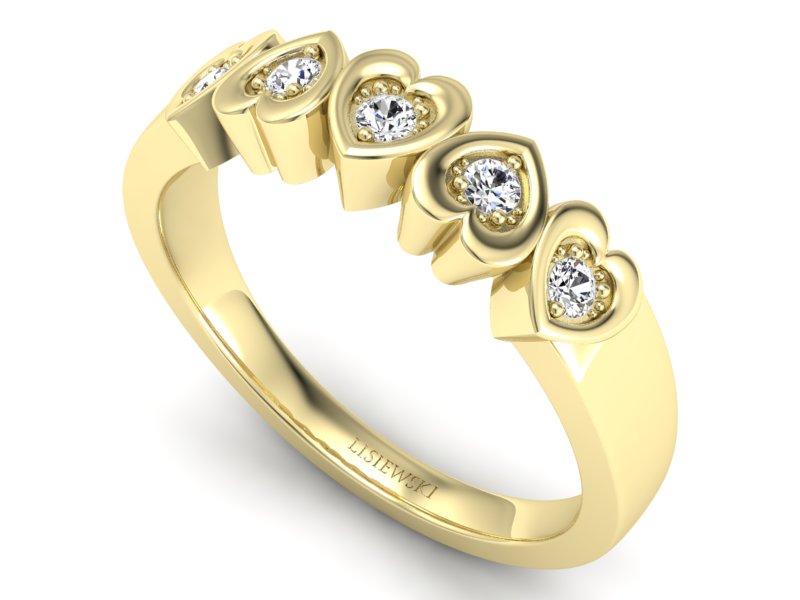 Złoty pierścionek z diamentami żółte złoto - p16088z — zdjęcie 3