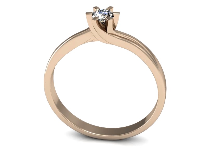 Złoty pierścionek z brylantem różowe złoto - p16091c — zdjęcie 3
