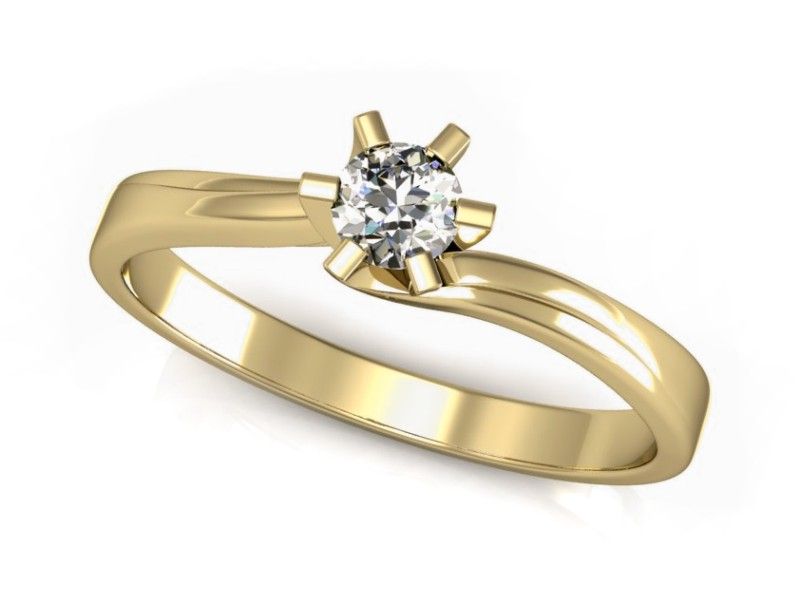 Pierścionek zaręczynowy z brylantem żółte złoto próba 585 - p16091z