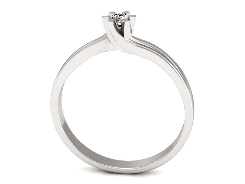 Złoty pierścionek z brylantem białe złoto - p16092b — zdjęcie 3