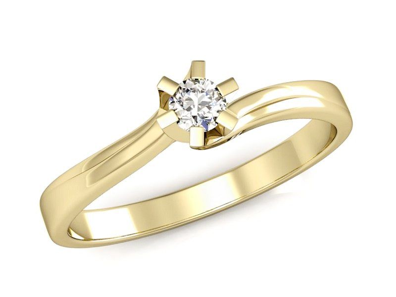 Pierścionek zaręczynowy z brylantem żółte złoto próba 585 - p16092z_Vs