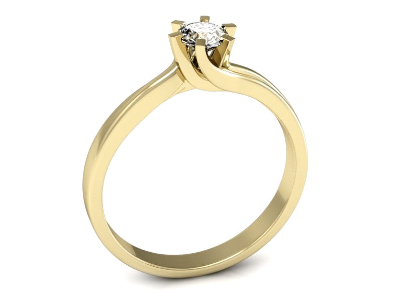 Złoty pierścionek z brylantem żółte złoto - p16093z — zdjęcie 3