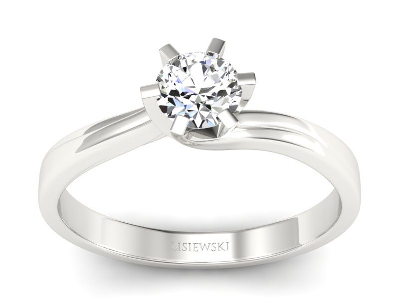 Pierścionek zaręczynowy z brylantem białe złoto - p16094b