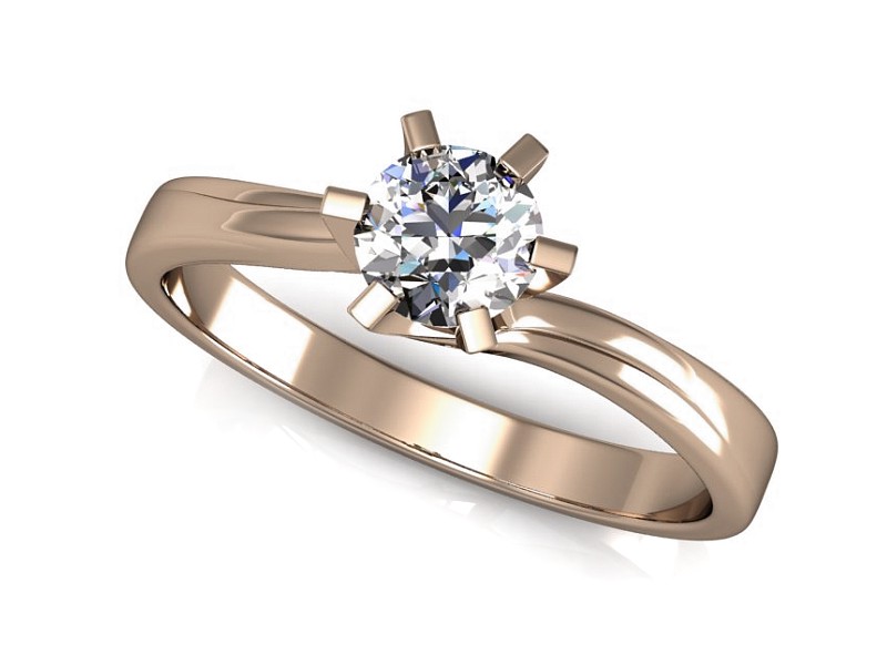 Złoty pierścionek z brylantem różowe złoto - p16094c — zdjęcie 4