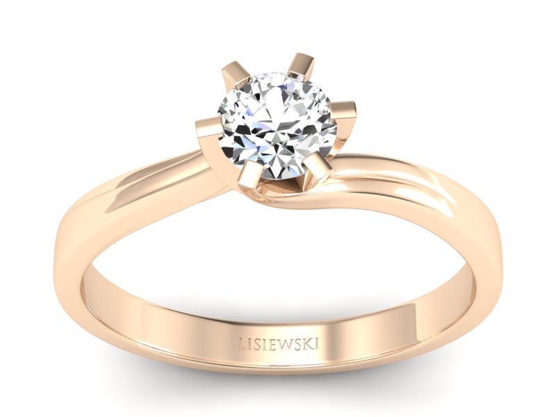 Złoty pierścionek z brylantem różowe złoto - p16094c