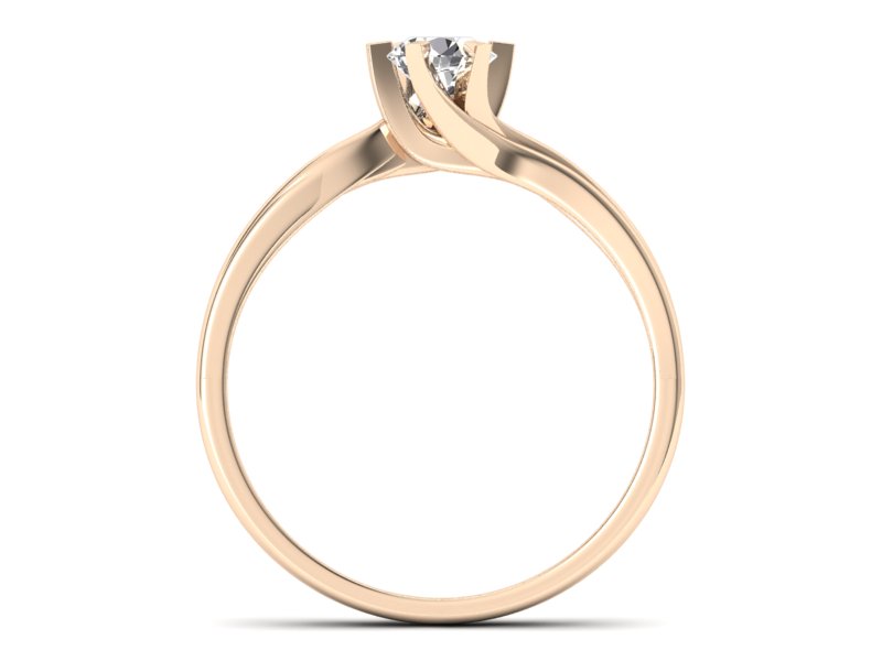 Złoty pierścionek z brylantem różowe złoto - p16094c — zdjęcie 2